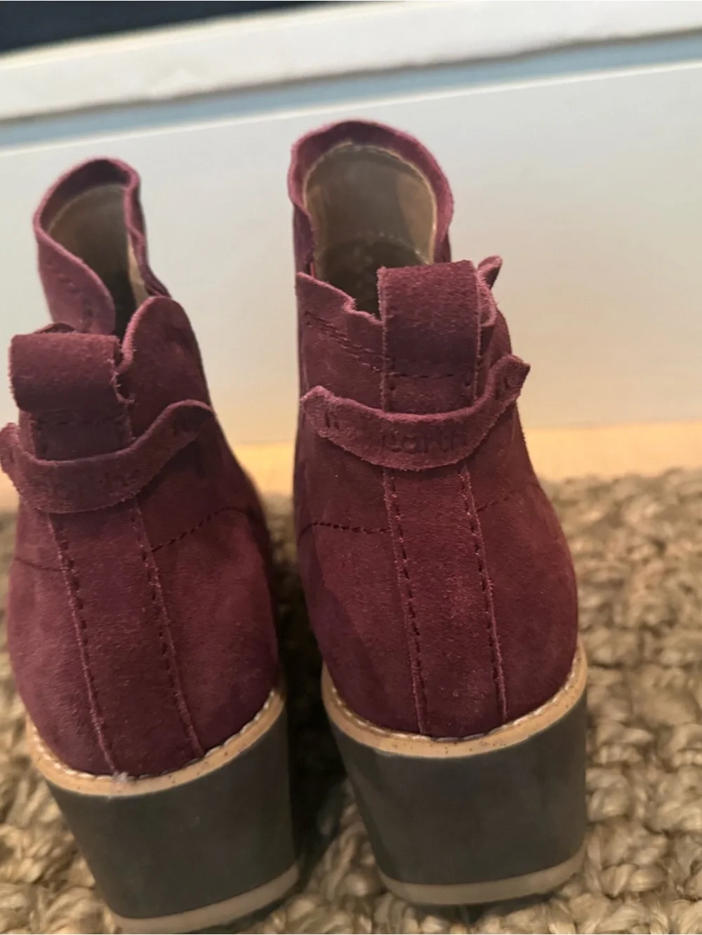 Gorgeous Earth Burgundy Suede Wedge Ankle Boots